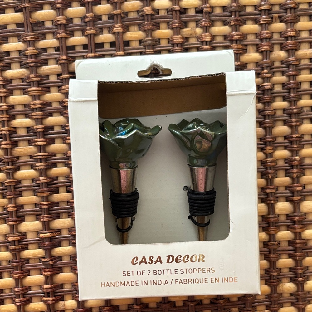 Casa Decor Green Bottle Stoppers Set